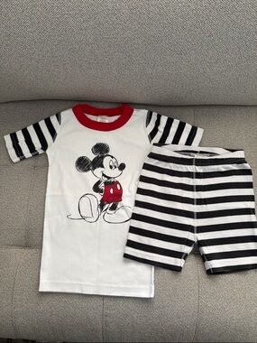 Hanna Andersson Disney Mickey Mouse Black, White & Red Stripe Pajama Set